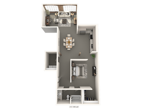 a floor plan of a one bedroom apartment at converse mill lofts in Spartanburg, SC
